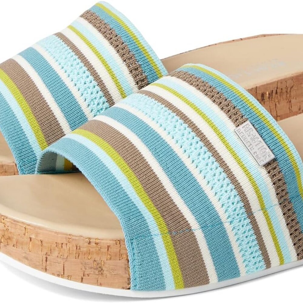 Kenneth Cole Reaction Womens Malia Stretch Multi Cork Slip On Slide Sandals